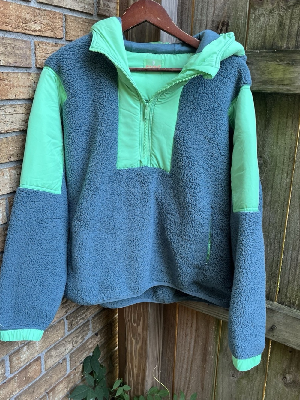 FP Movement by Free People Color Block Fleece Jacket Blue Green